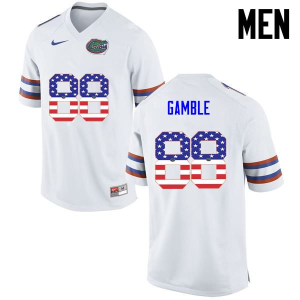 NCAA Florida Gators Kemore Gamble Men's #88 USA Flag Fashion Nike White Stitched Authentic College Football Jersey OEQ6264VH
